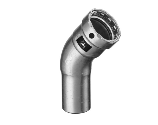 Угол 45° однораструбный 15 ( 1/2") черная сталь (Megapress) серия 4226.1